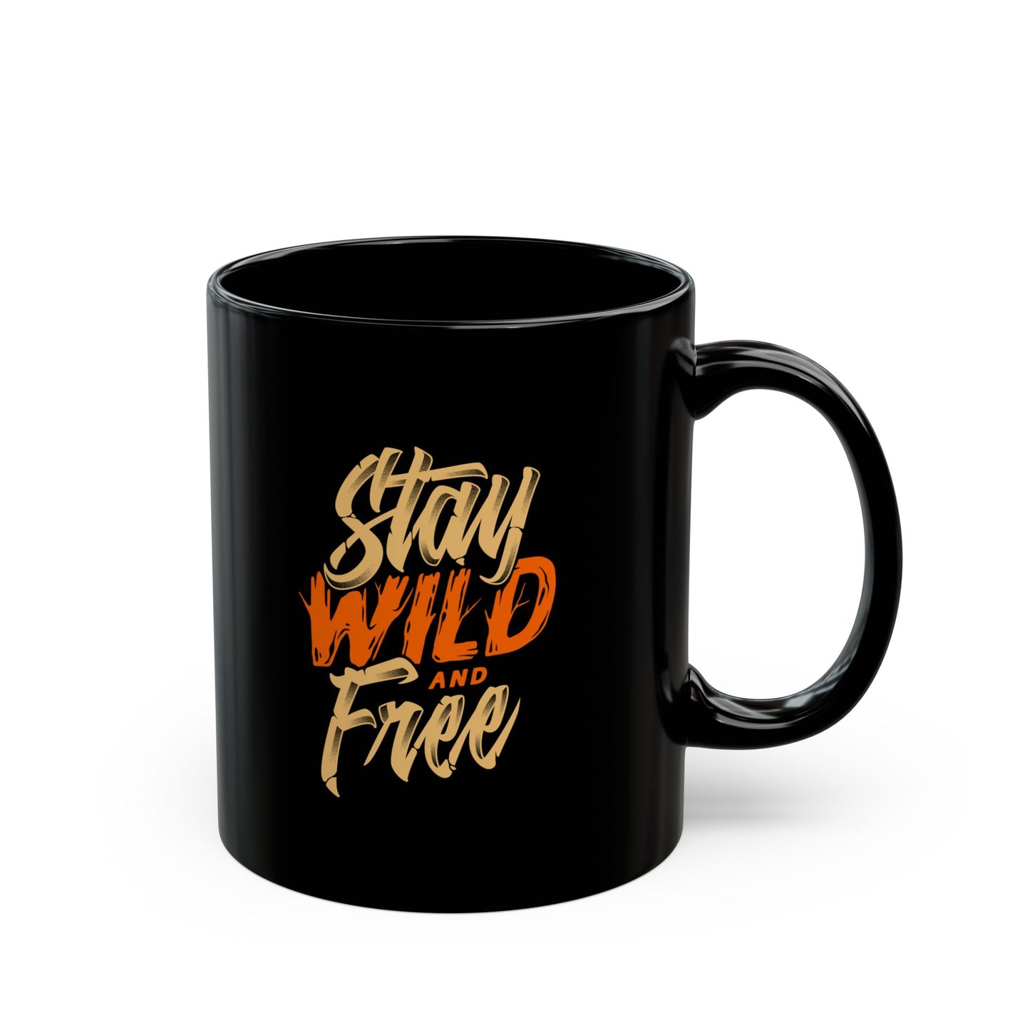 Stay Wild and Free Black Mug - Adventure Quote Coffee Mug for Outdoor & Freedom Lovers