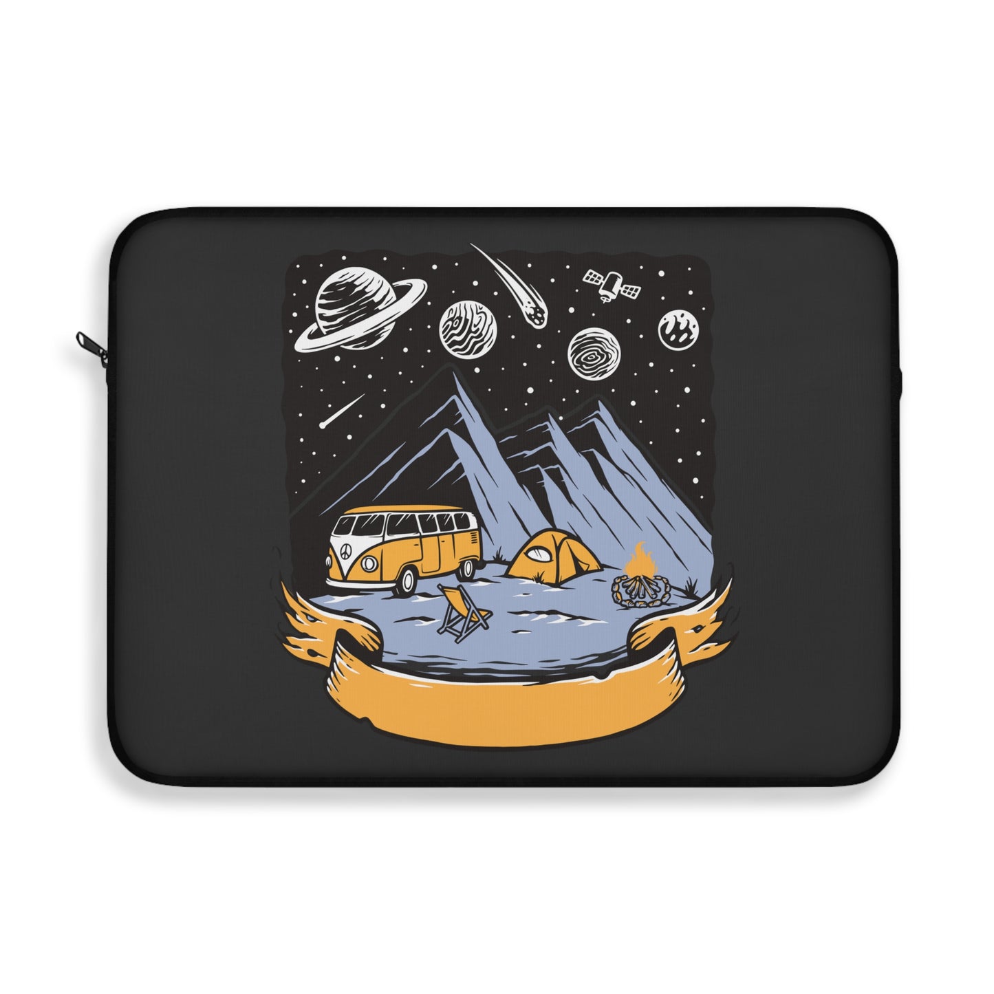 Cosmic Camping Adventure Laptop Sleeve with Van and Mountain Night Scene