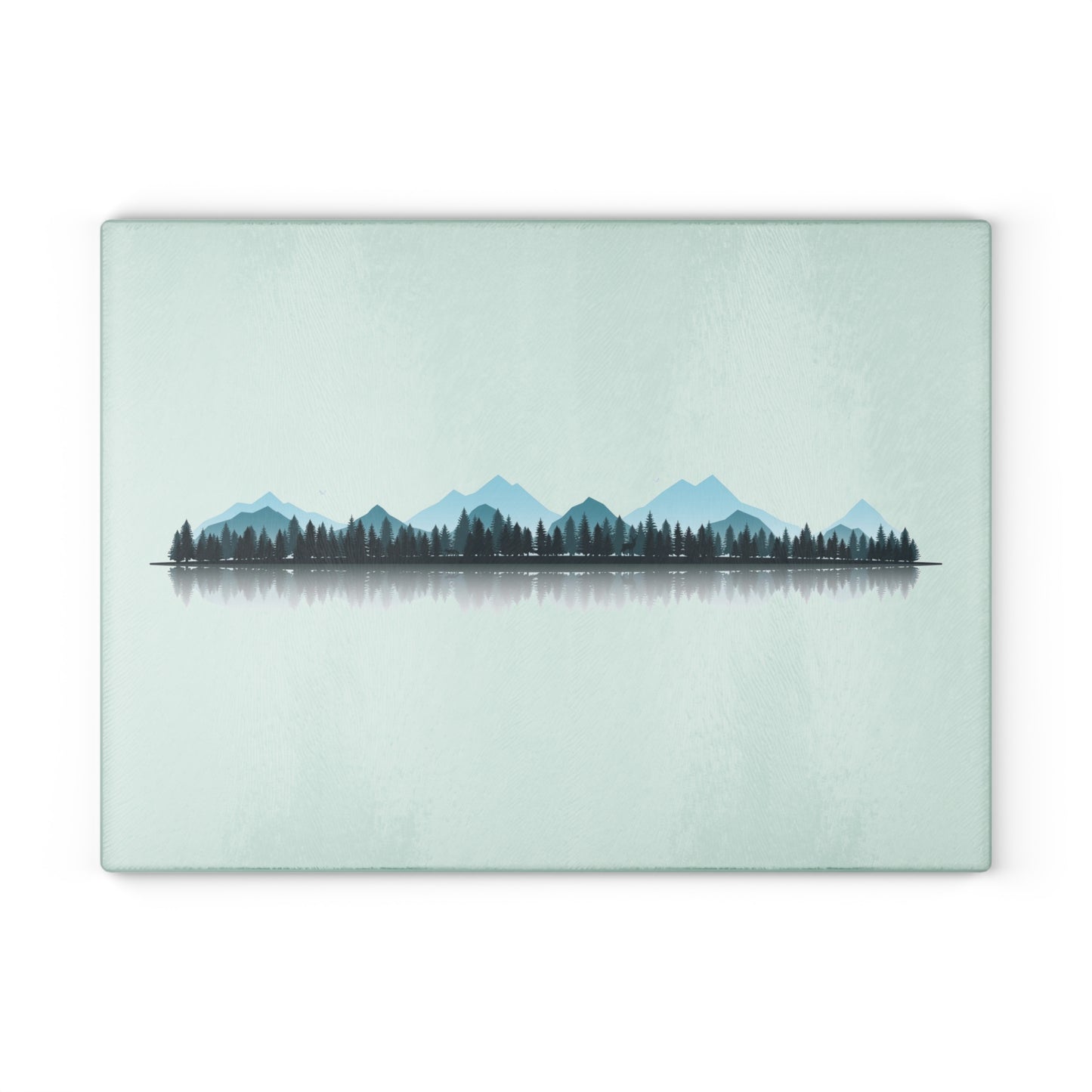 Minimal Mountain Landscape Glass Cutting Board - Calm Nature Kitchen Board, Modern Forest Kitchen Decor