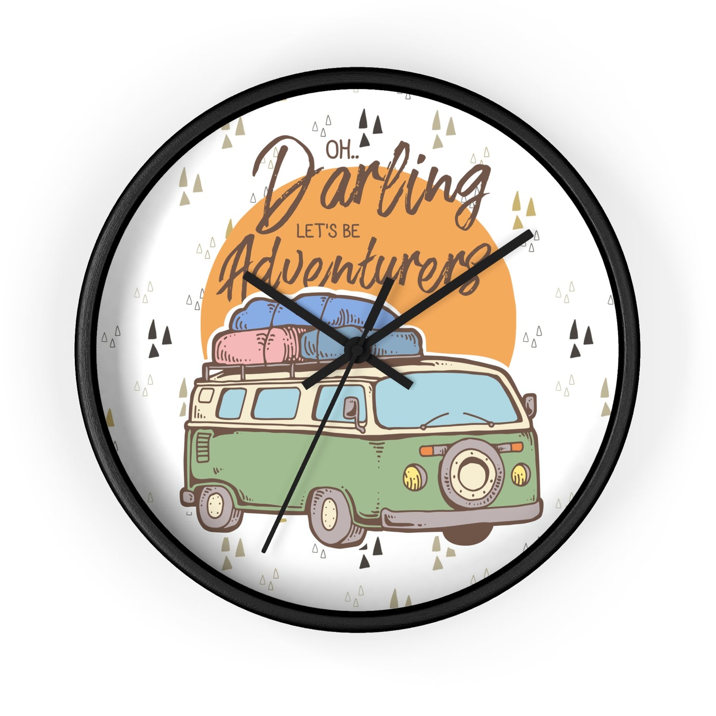Van Life Wall Clock - Cozy Adventure Home Decor with Retro Travel Illustration
