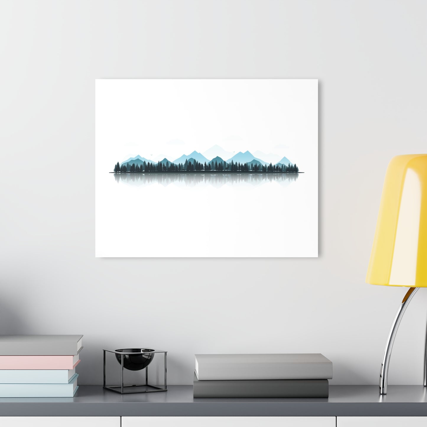 Minimal Mountain Landscape Acrylic Print - Calm Nature Wall Art, Modern Forest Home Decor