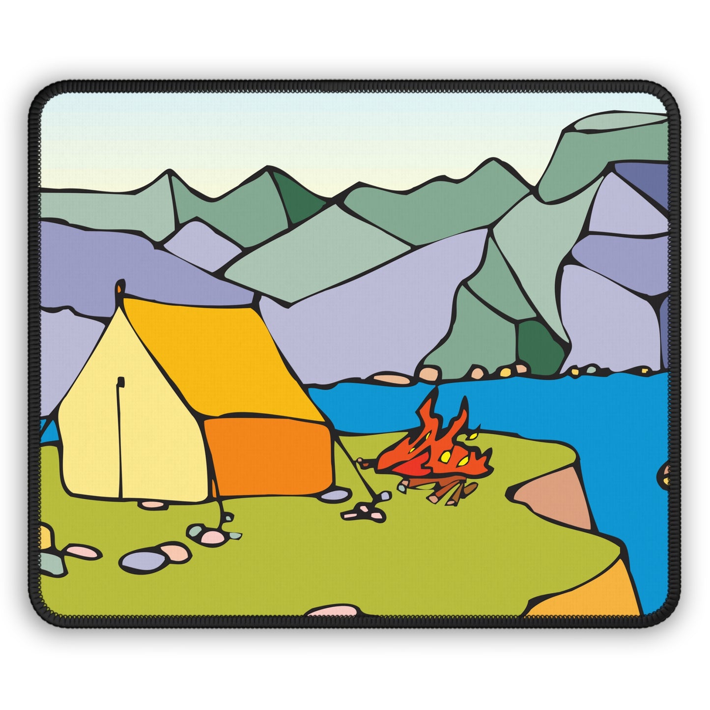 Lakeside Camping Mouse Pad - Cozy Nature Desk Decor with Calm Outdoor Scene