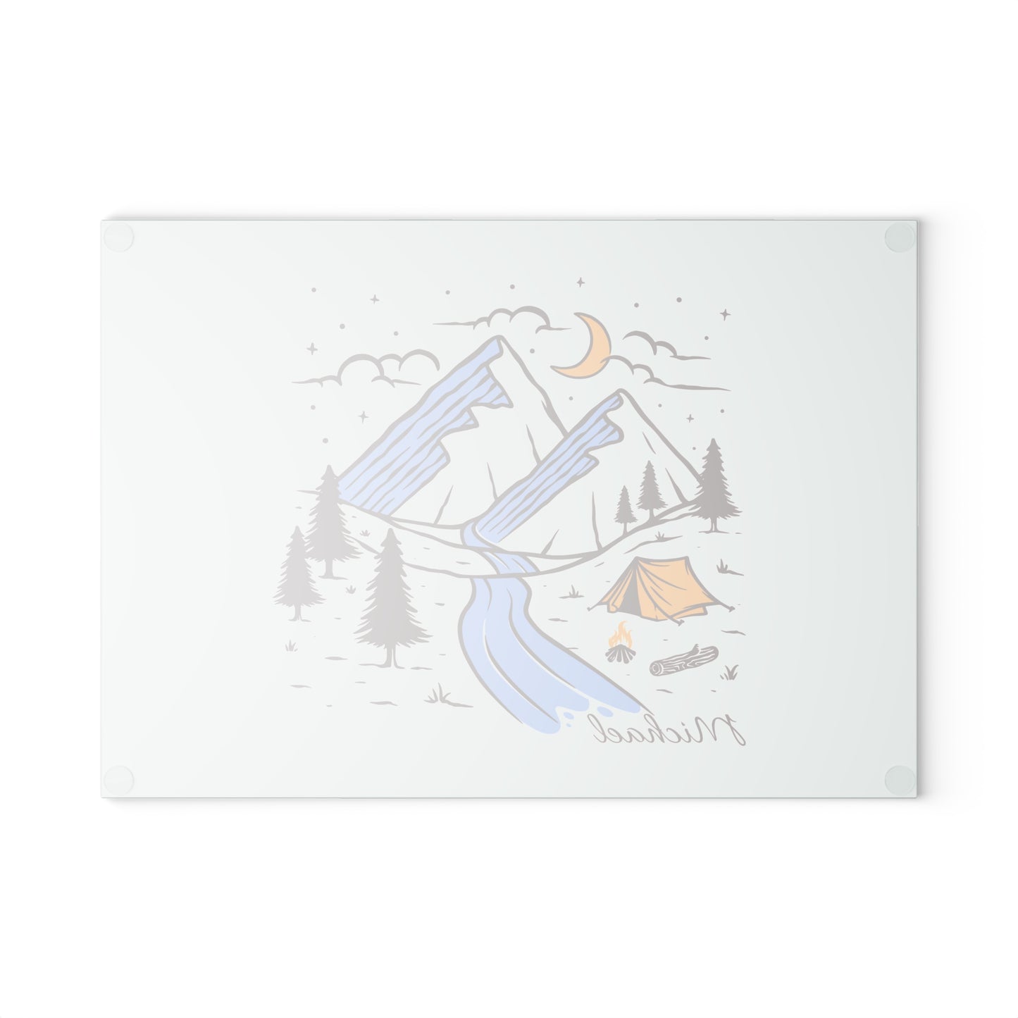 Personalized Moonlit Camping Cutting Board - Custom Name Mountain Night Scene Gift