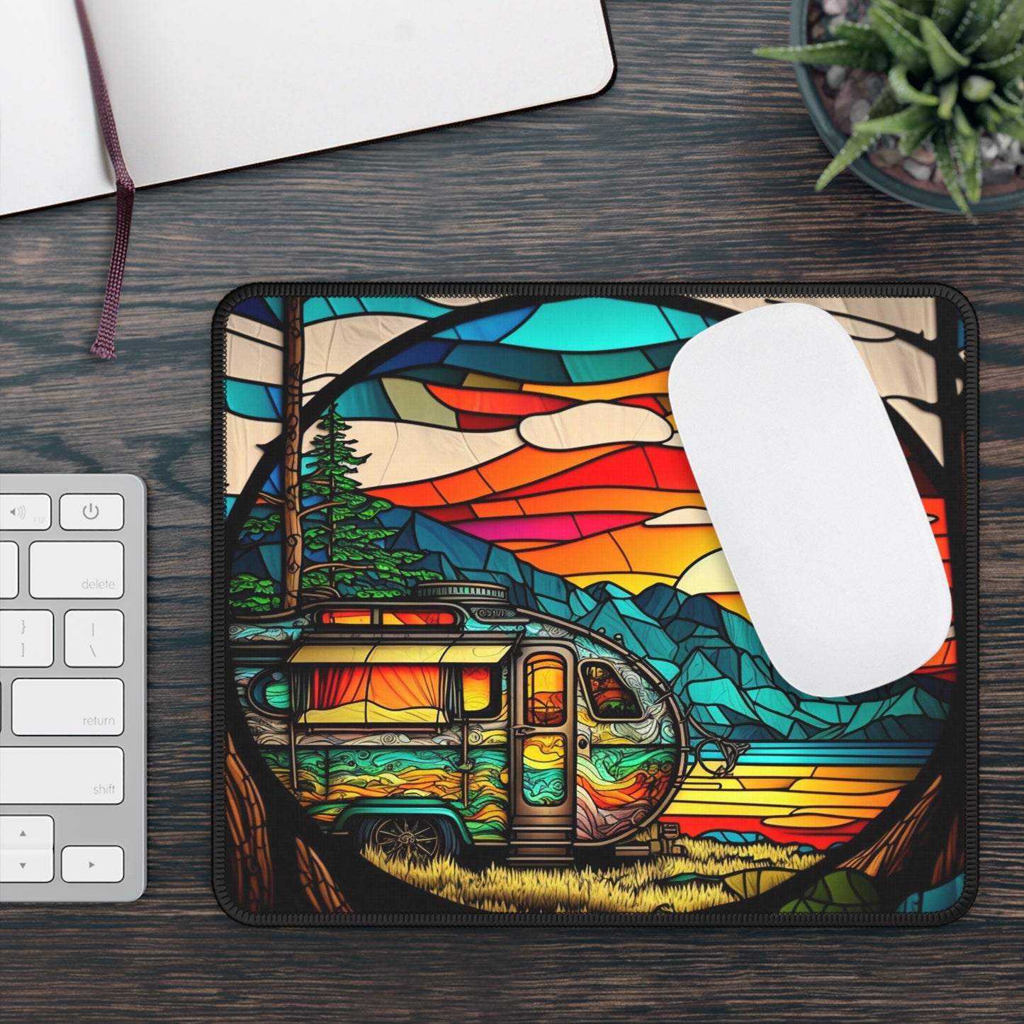 Van Life Sunset Mouse Pad - Cozy Nature Desk Decor with Travel and Freedom Vibes