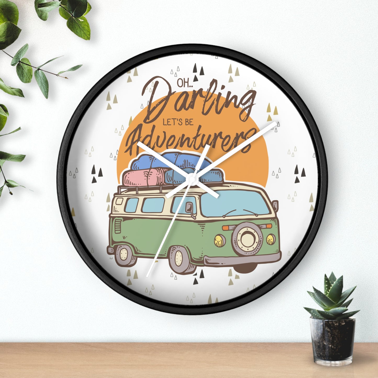 Van Life Wall Clock - Cozy Adventure Home Decor with Retro Travel Illustration