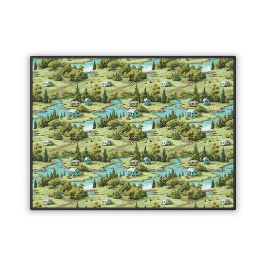 Camping-Themed Pet Feeding Mat – Non-Slip 18x24" Dog & Cat Placemat