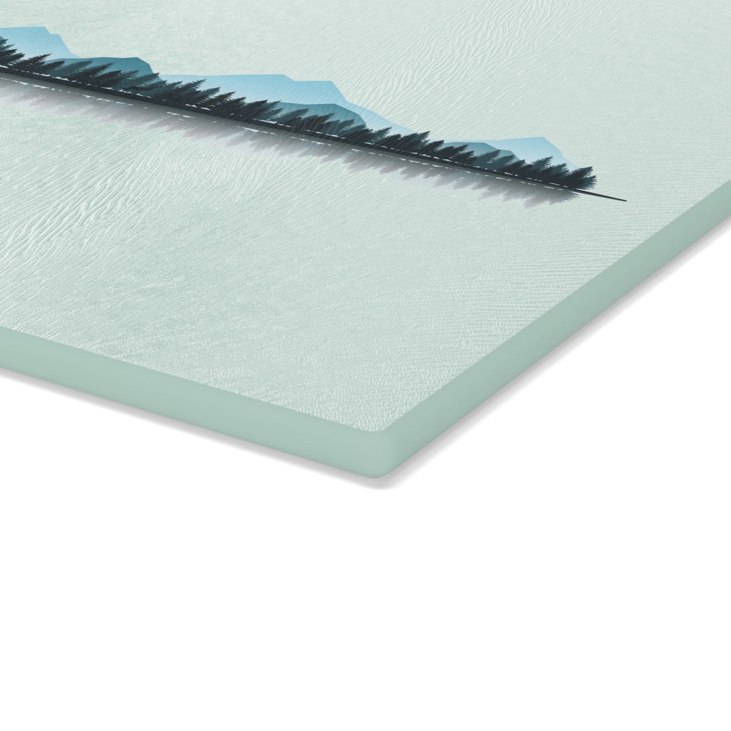 Minimal Mountain Landscape Glass Cutting Board - Calm Nature Kitchen Board, Modern Forest Kitchen Decor