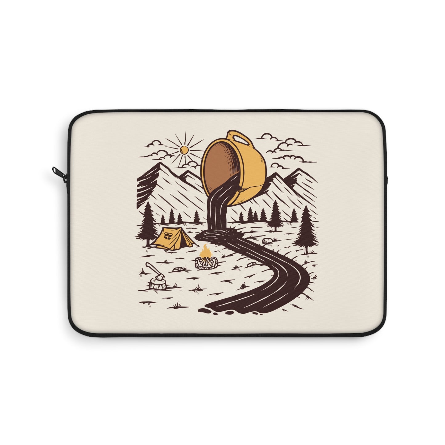 Coffee River Laptop Sleeve - Camping Coffee Art Laptop Case for Outdoor Lovers & Digital Nomads