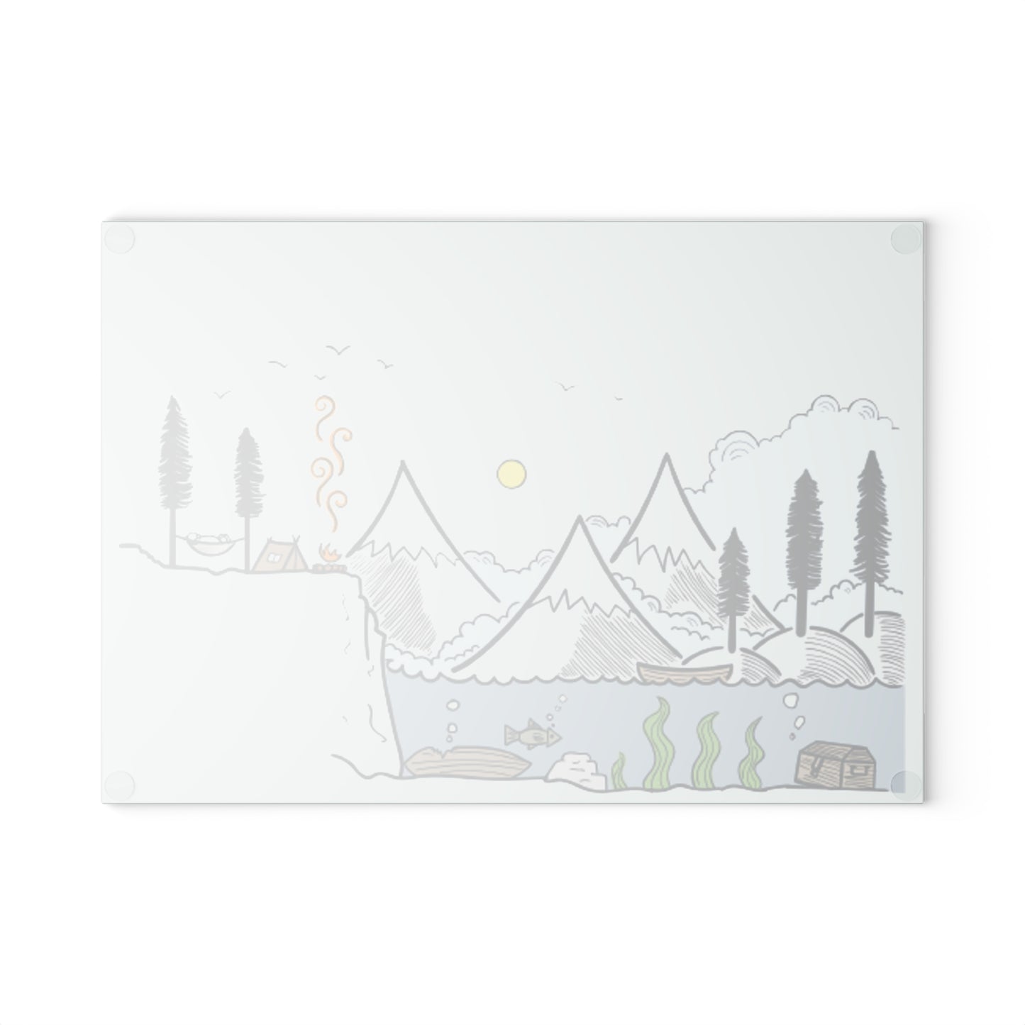Cozy Mountain Landscape Glass Cutting Board - Calm Nature & Cabin Kitchen Board for Outdoor Lovers