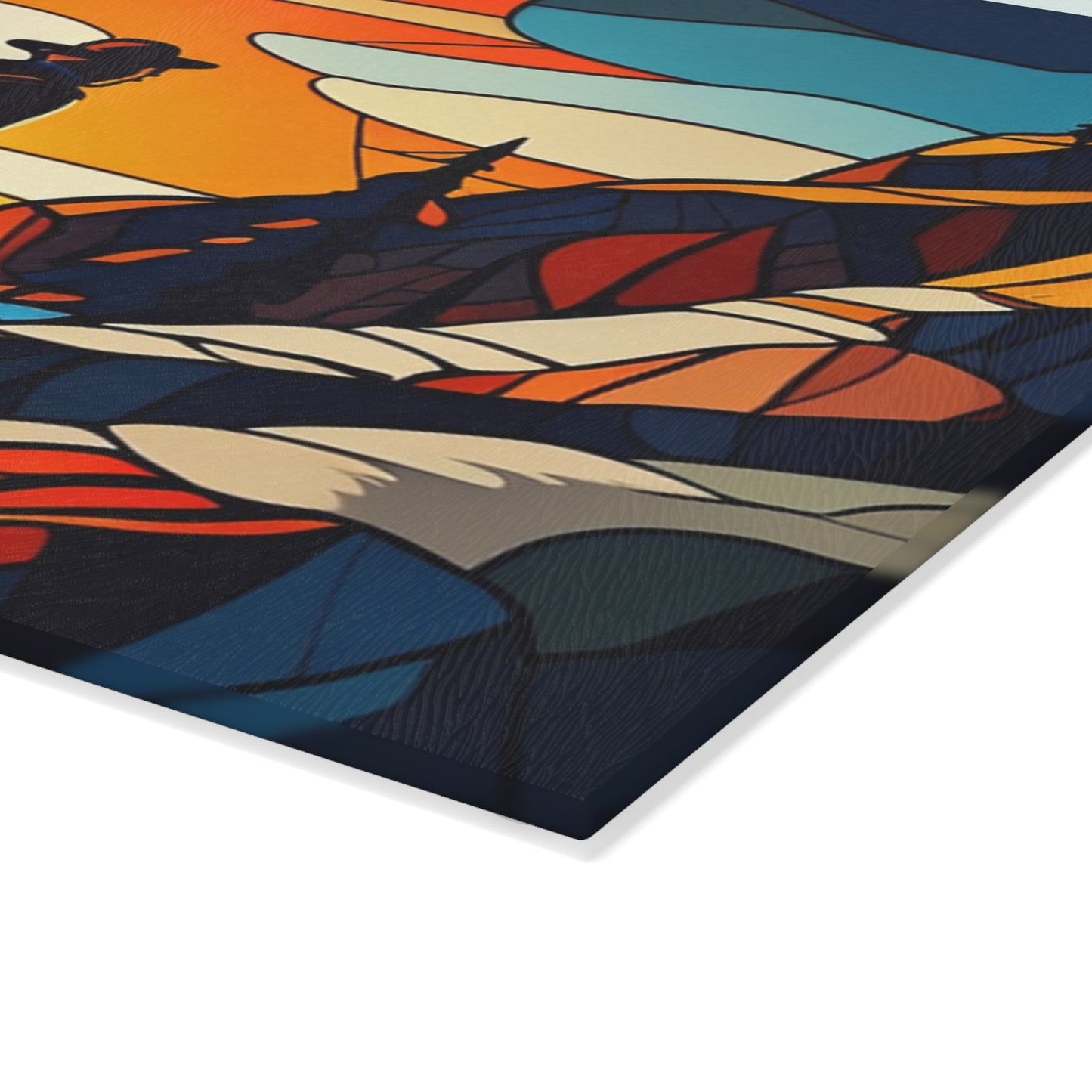 Mountain Hiker Glass Cutting Board - Adventure & Journey Inspired Kitchen Board for Outdoor Lovers