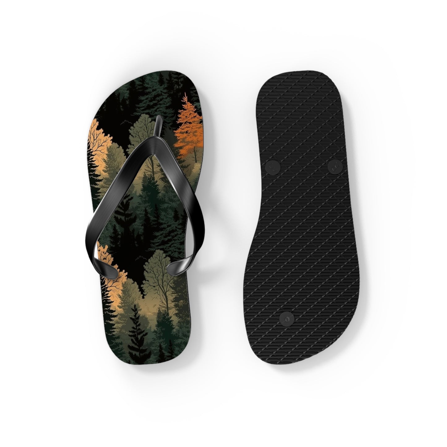 Forest Pattern Flip Flops - Nature Inspired Summer Sandals for Outdoor & Everyday Wear