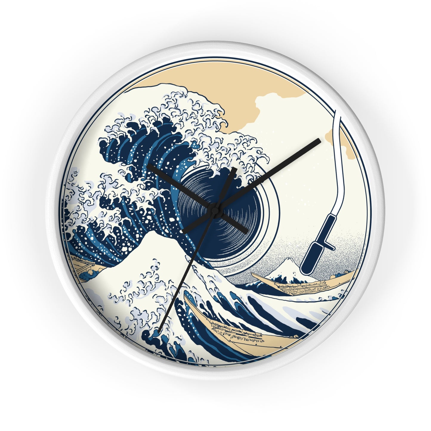 Ocean Wave Vinyl Wall Clock - Cozy Art Home Decor with Sound & Sea Illustration