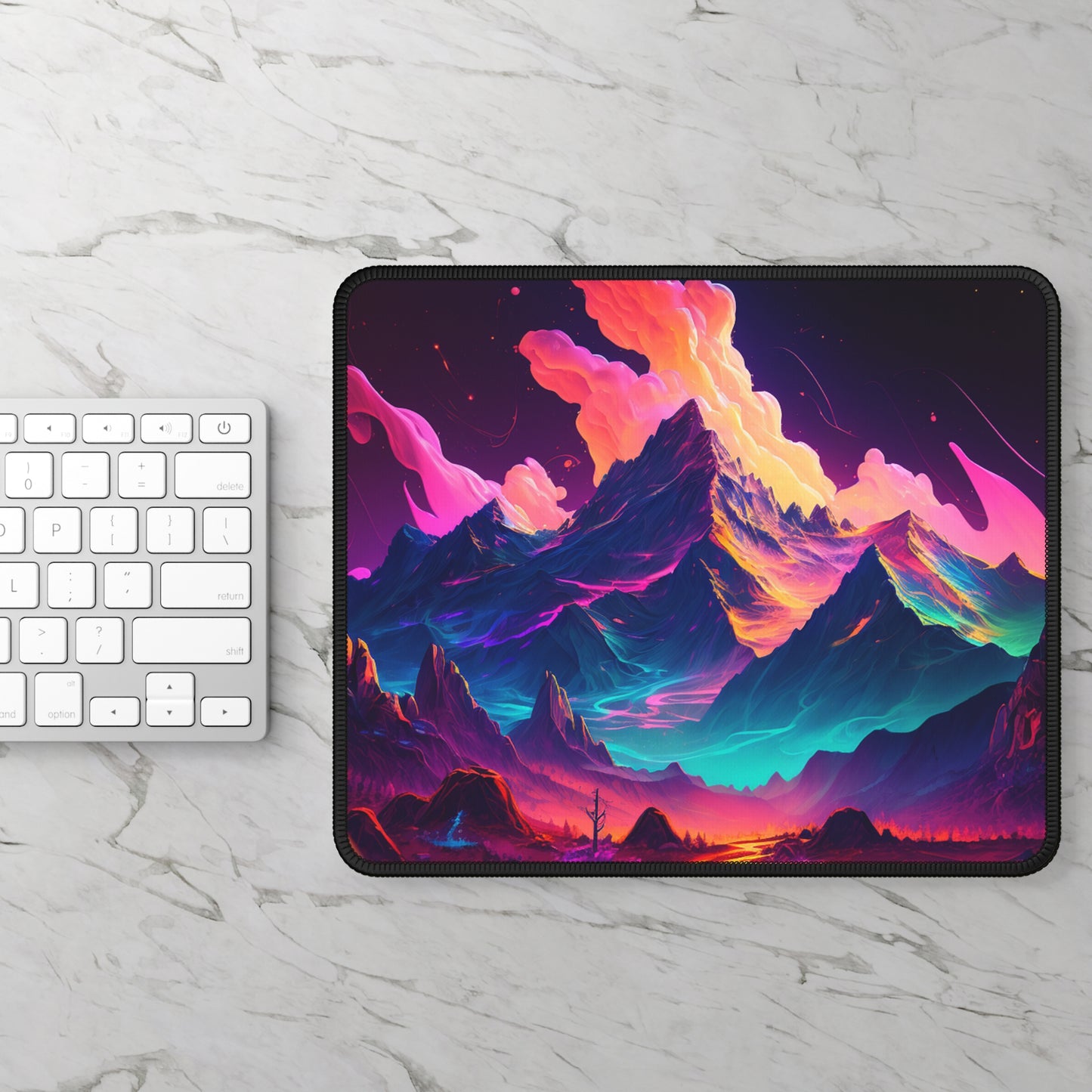Vibrant Fantasy Mountain Mouse Pad - Cozy Nature Desk Decor with Dreamlike Landscape