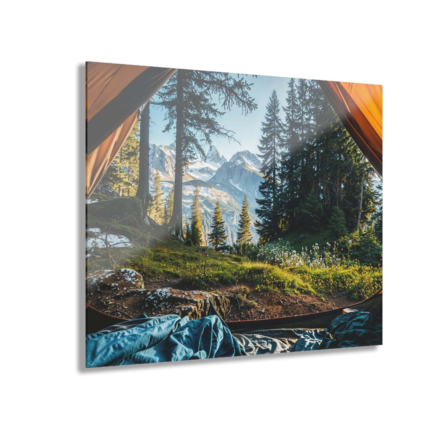 Mountain Wall Art – View From Tent Acrylic Print - Nature Landscape Decor