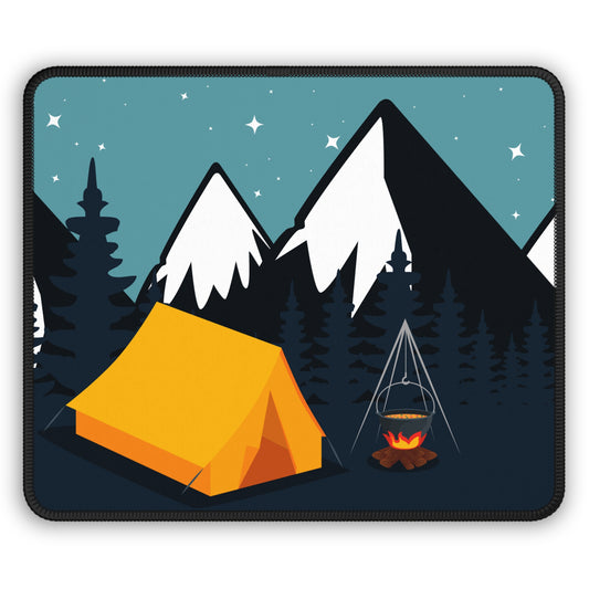 Night Camping Mouse Pad - Cozy Nature Desk Decor with Stars and Mountain Silhouettes