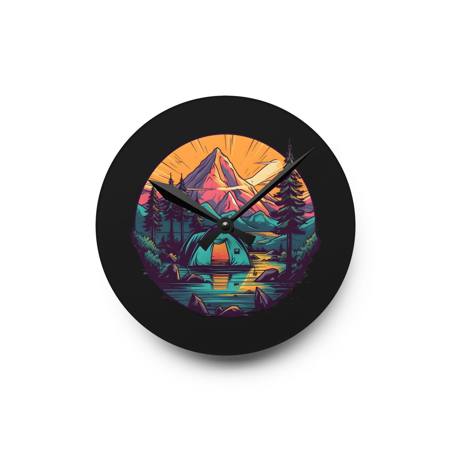 Acrylic Mountain Wall Clock - Modern Nature Home Decor with Scenic Landscape Art