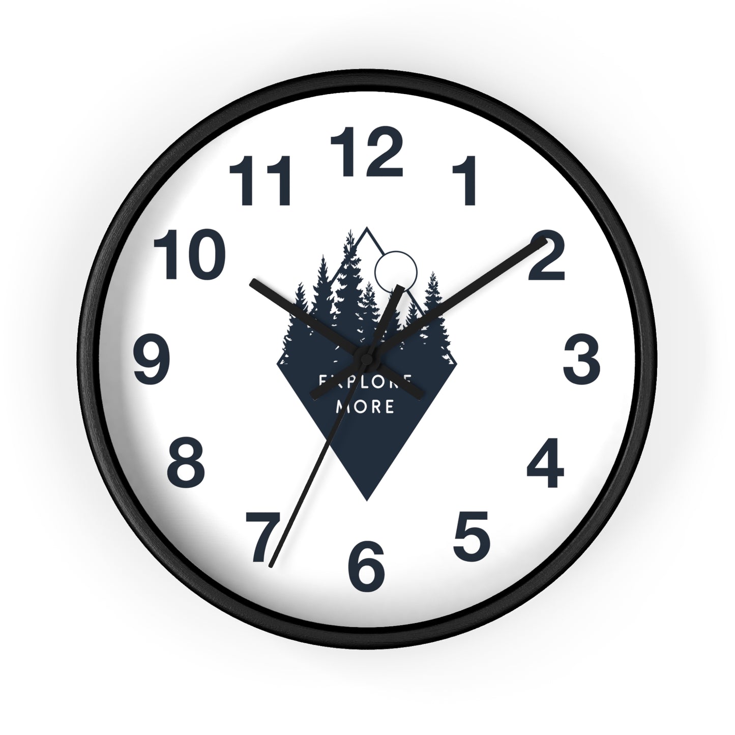 Explore More Wall Clock - Minimal Forest & Mountain Design, Adventure Quote Clock