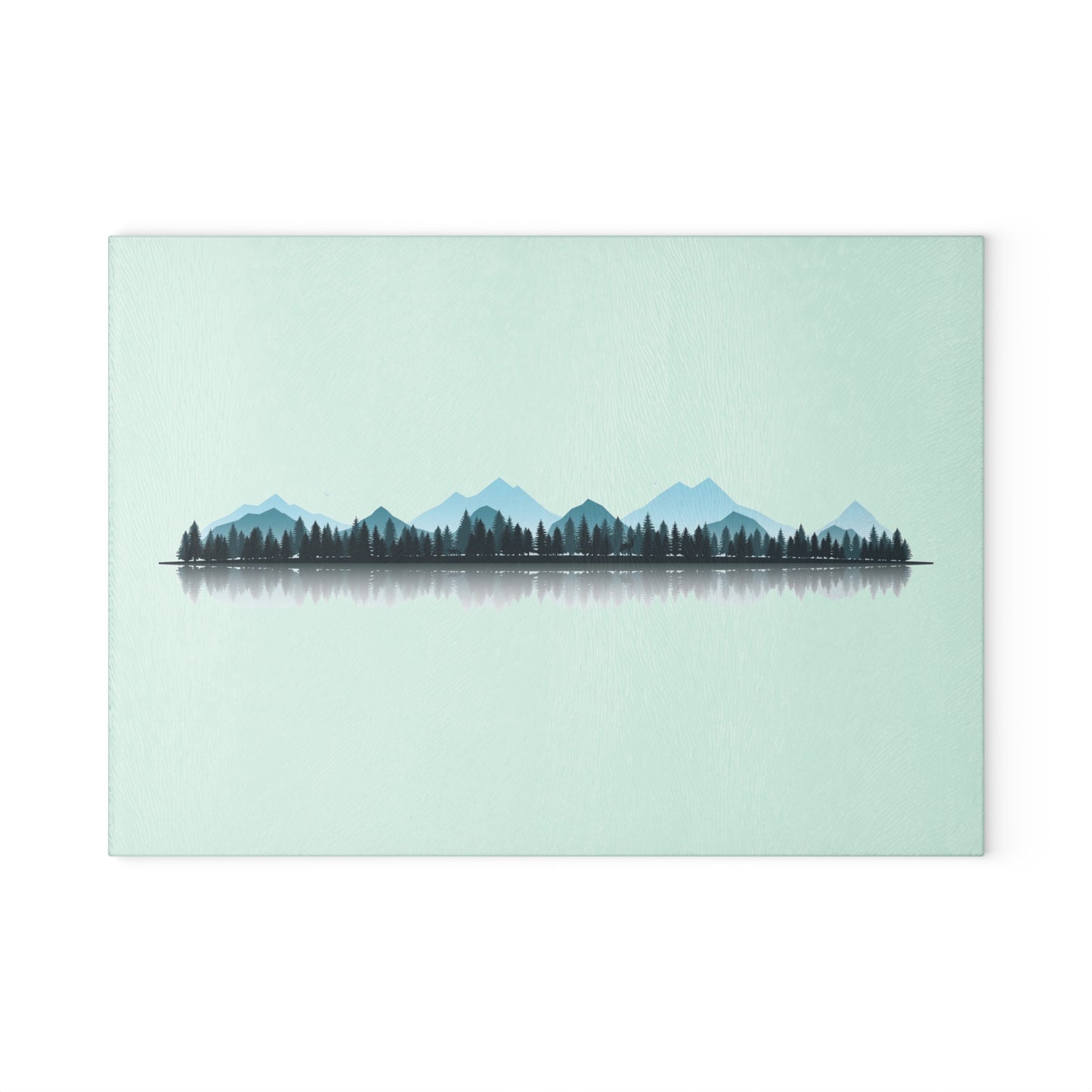 Minimal Mountain Landscape Glass Cutting Board - Calm Nature Kitchen Board, Modern Forest Kitchen Decor