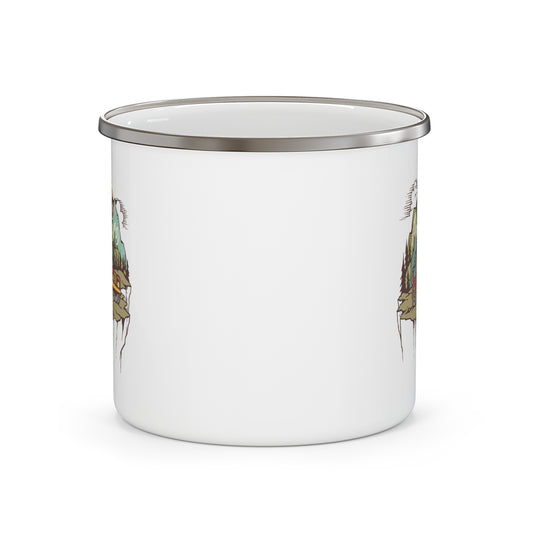 I Can Anywhere Enamel Camping Mug with Van and Mountain Adventure Design