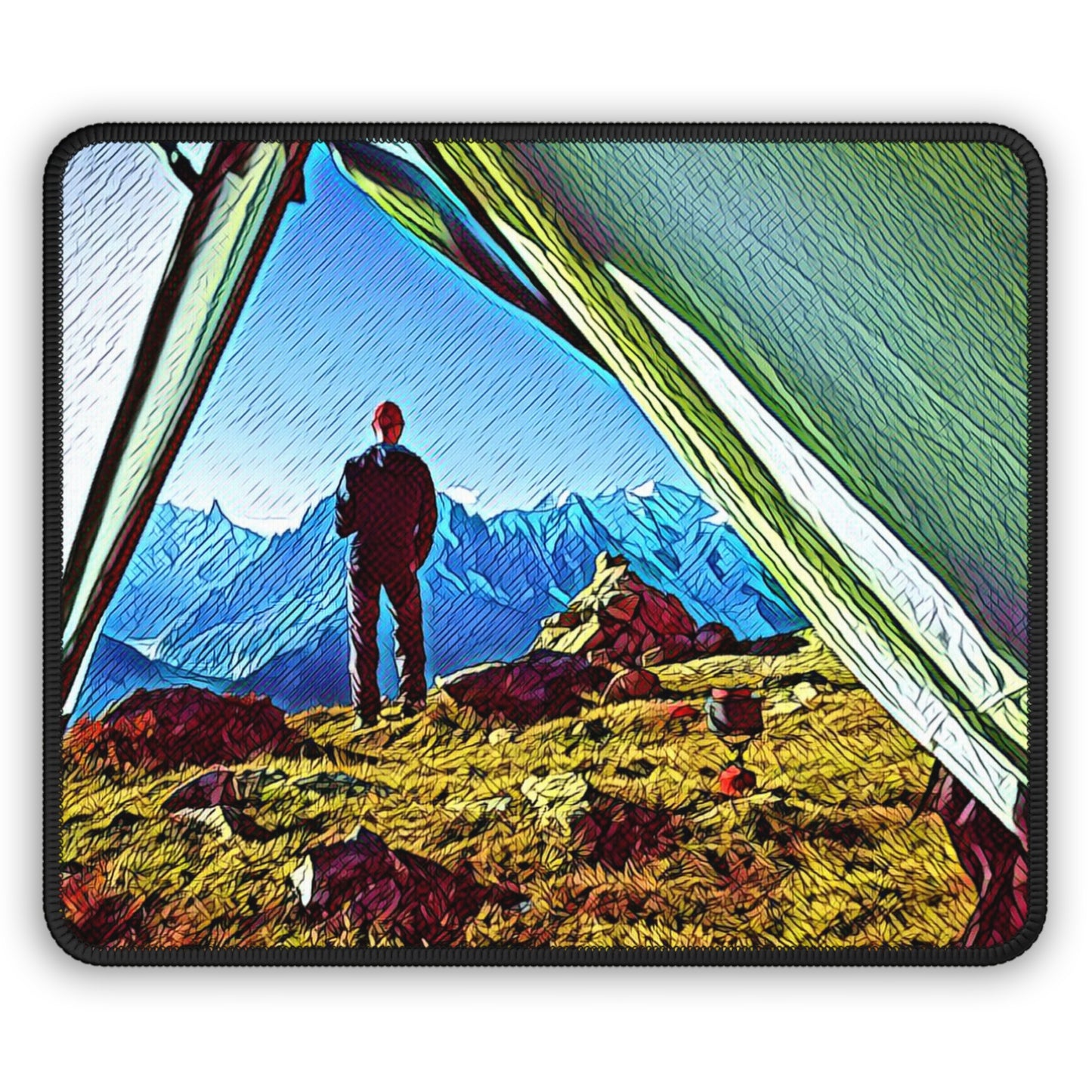 Mountain View Camping Mouse Pad - Cozy Nature Desk Decor Inspired by Quiet Outdoor Moments