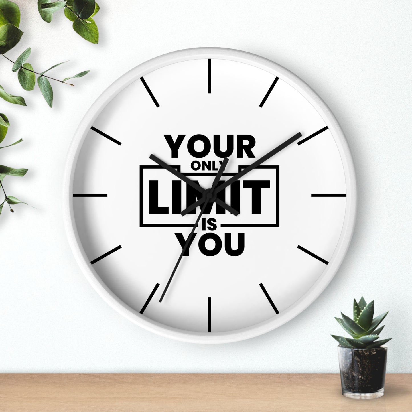 Your Only Limit Is You Wall Clock - Motivational Quote Clock, Minimal Modern Home Decor