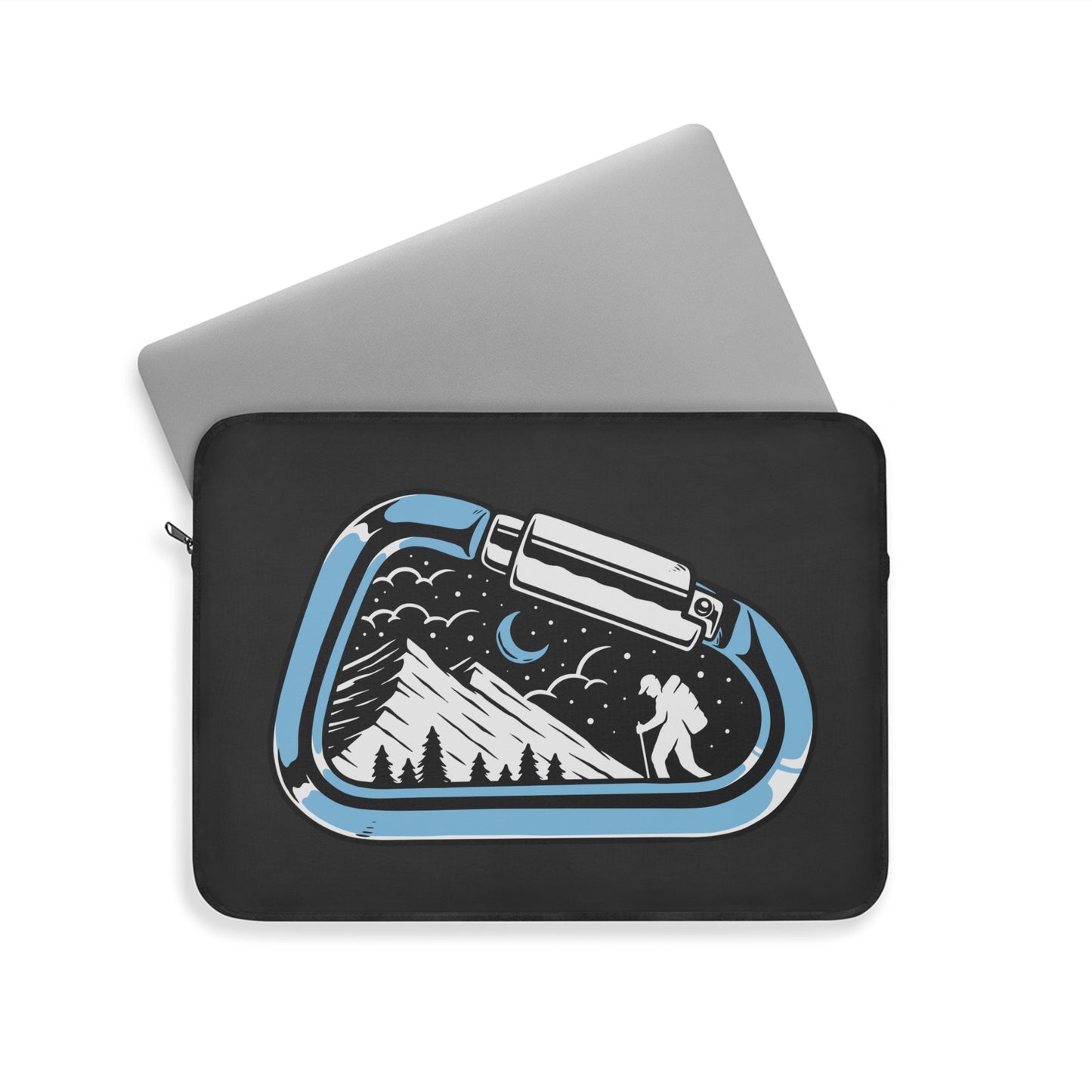 Hiking Adventure Laptop Sleeve - Carabiner Mountain Design Protective Case for Hikers, Backpackers & Outdoor Travelers