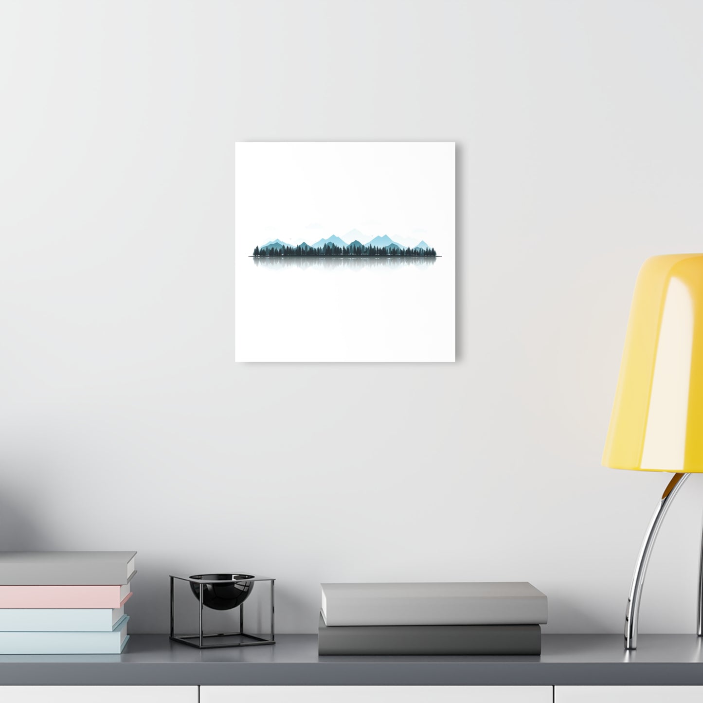 Minimal Mountain Landscape Acrylic Print - Calm Nature Wall Art, Modern Forest Home Decor