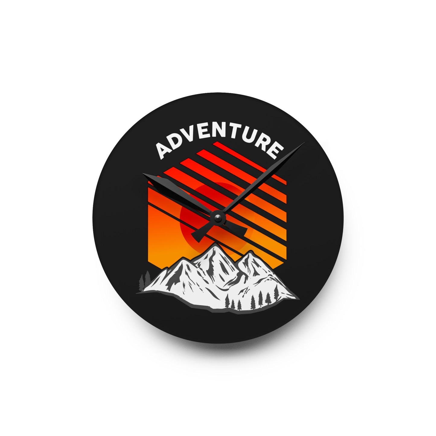 Adventure Acrylic Wall Clock - Modern Mountain Home Decor with Bold Outdoor Design