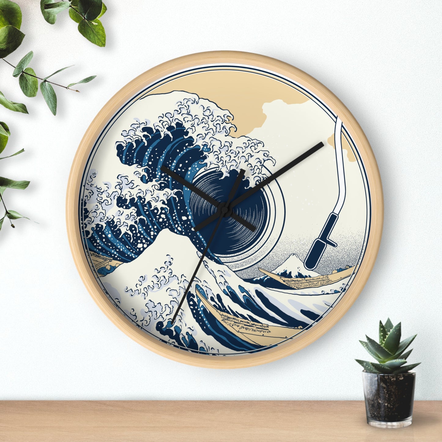 Ocean Wave Vinyl Wall Clock - Cozy Art Home Decor with Sound & Sea Illustration