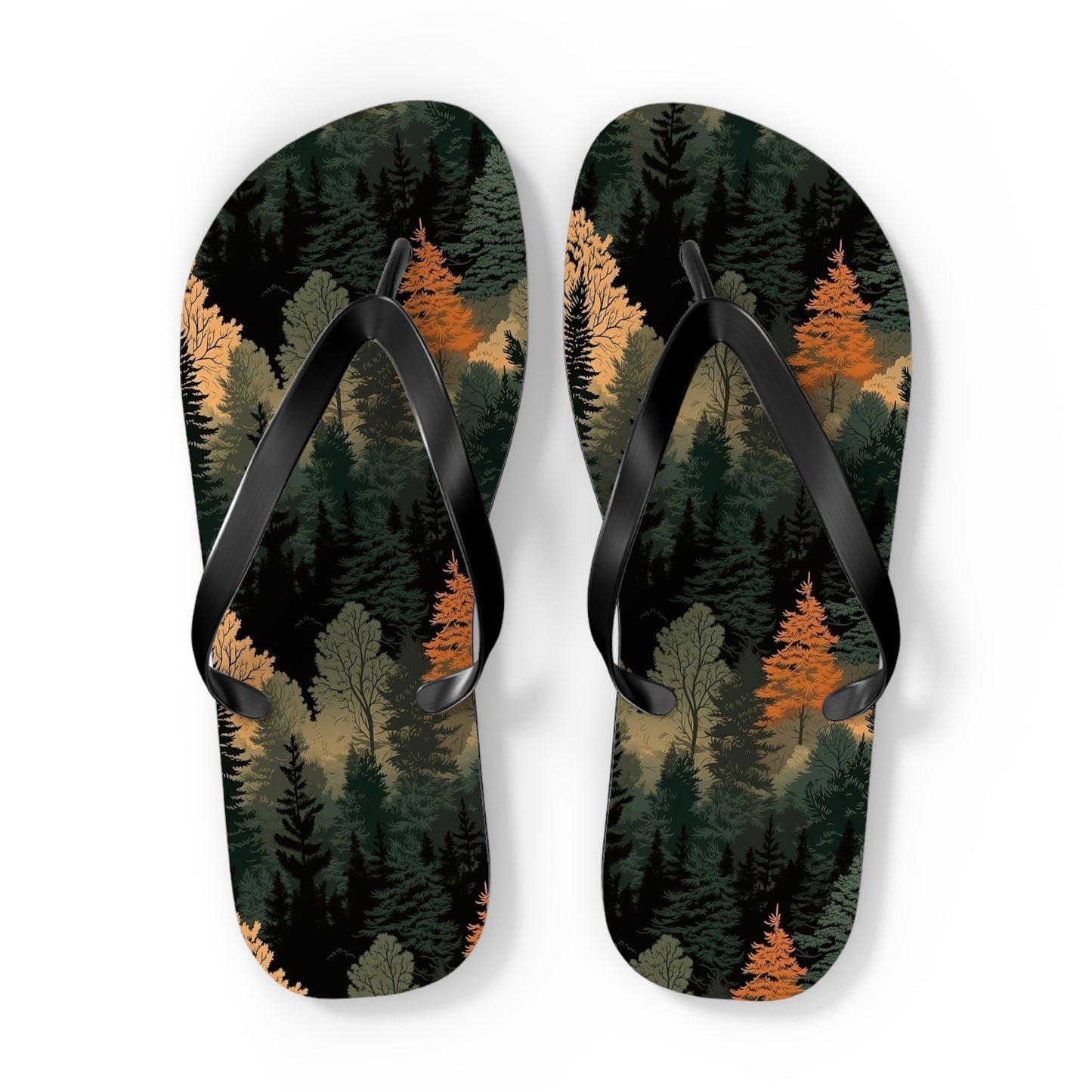 Forest Pattern Flip Flops - Nature Inspired Summer Sandals for Outdoor & Everyday Wear