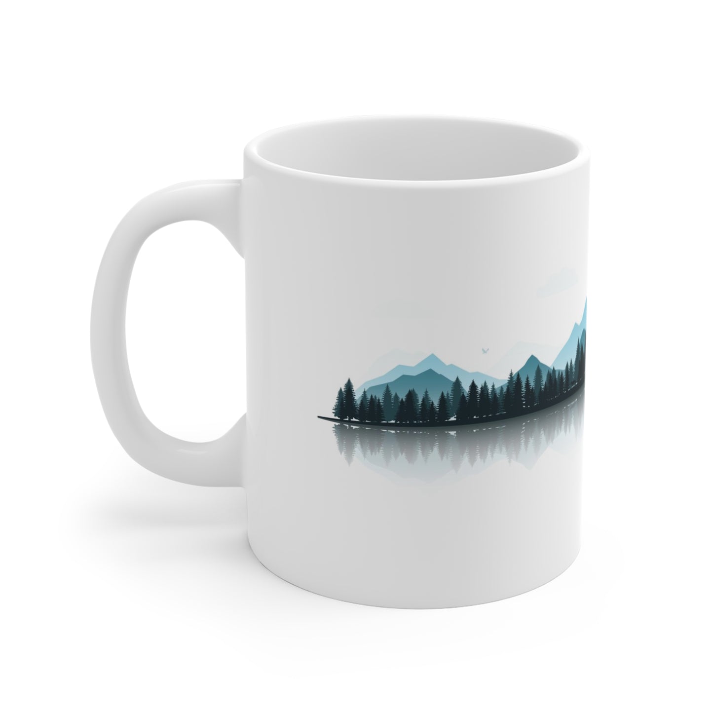 Mountain Landscape Mug 11oz, Nature Forest Coffee Cup, Minimalist Outdoors Mug, Hiking Gift for Men, Cabin Decor, Scenic Mountain Cup