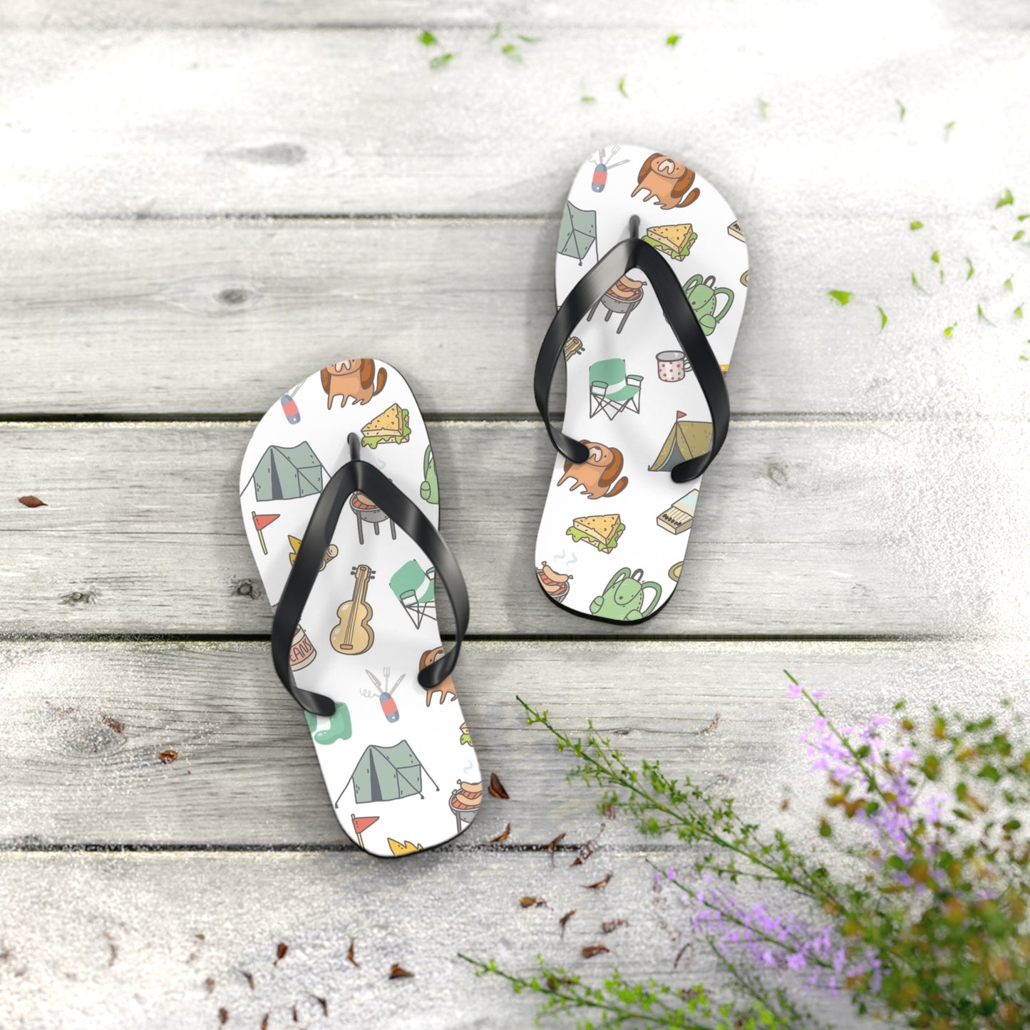 Funny Camping Flip Flops - Outdoor Adventure Sandals, Campsite Flip-Flops, Hiking Footwear, Summer Beach Shoes, Camping Gift