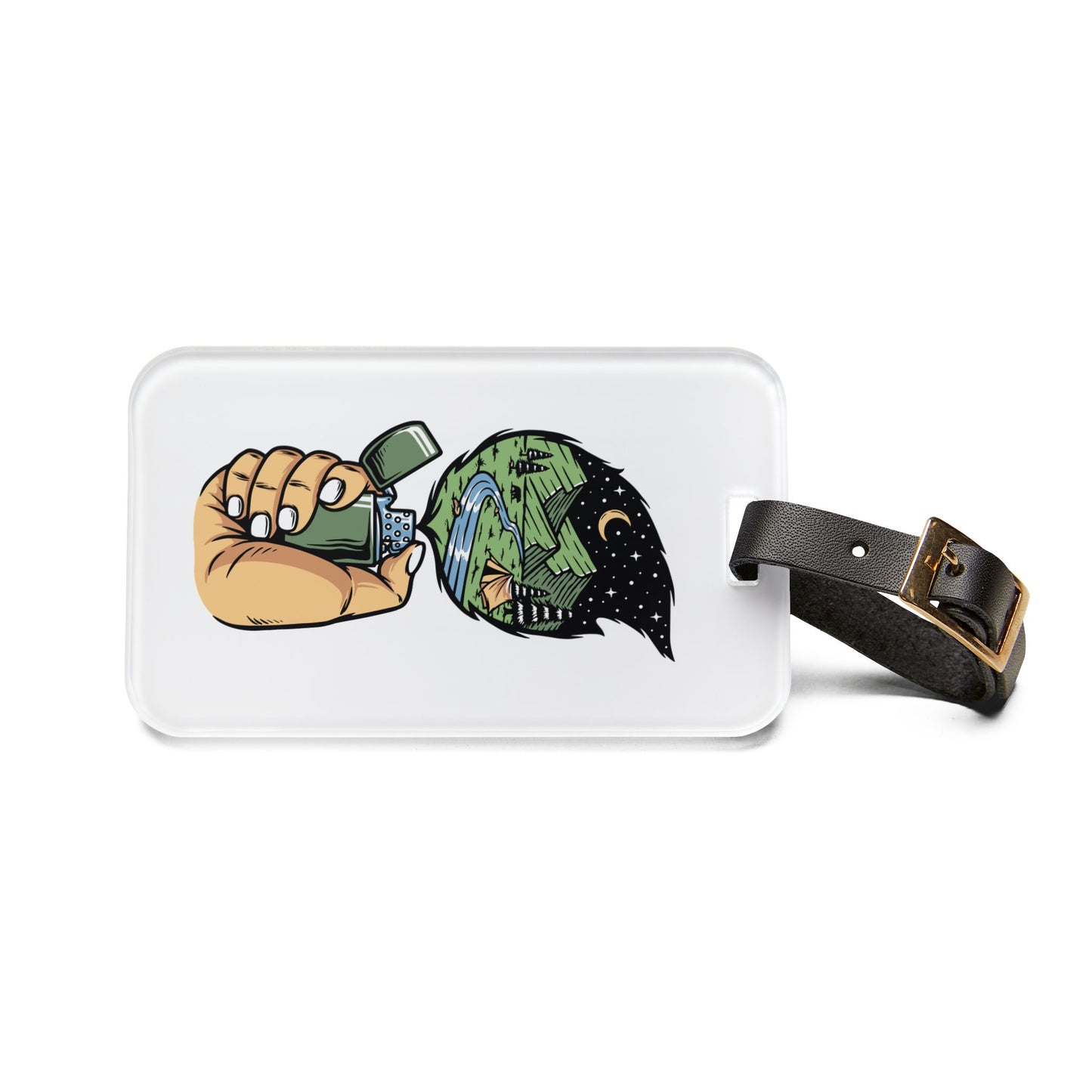 Adventure Lighter Luggage Tag - Night Camping Freedom Illustration Travel Bag Tag