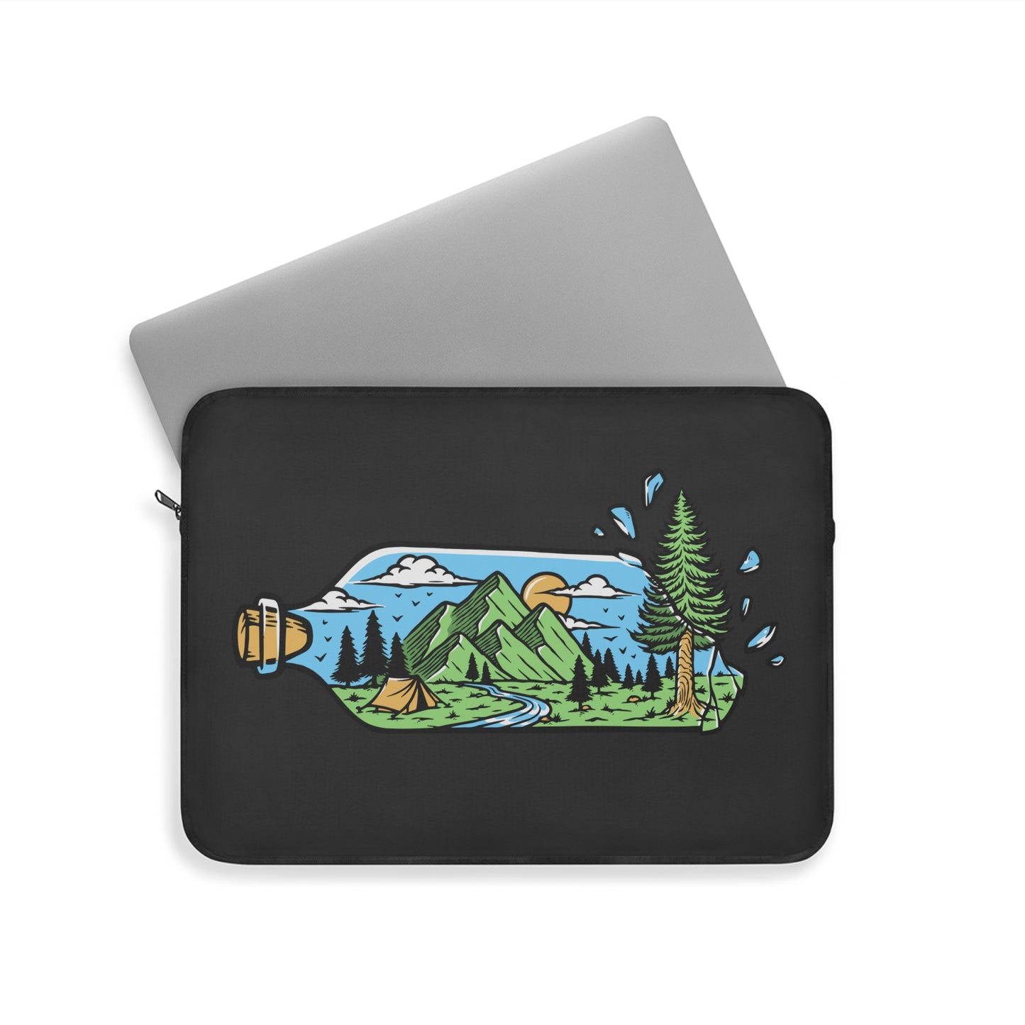 Adventure in a Bottle Laptop Sleeve - Nature Illustration Protective Case for Travelers & Outdoor Souls