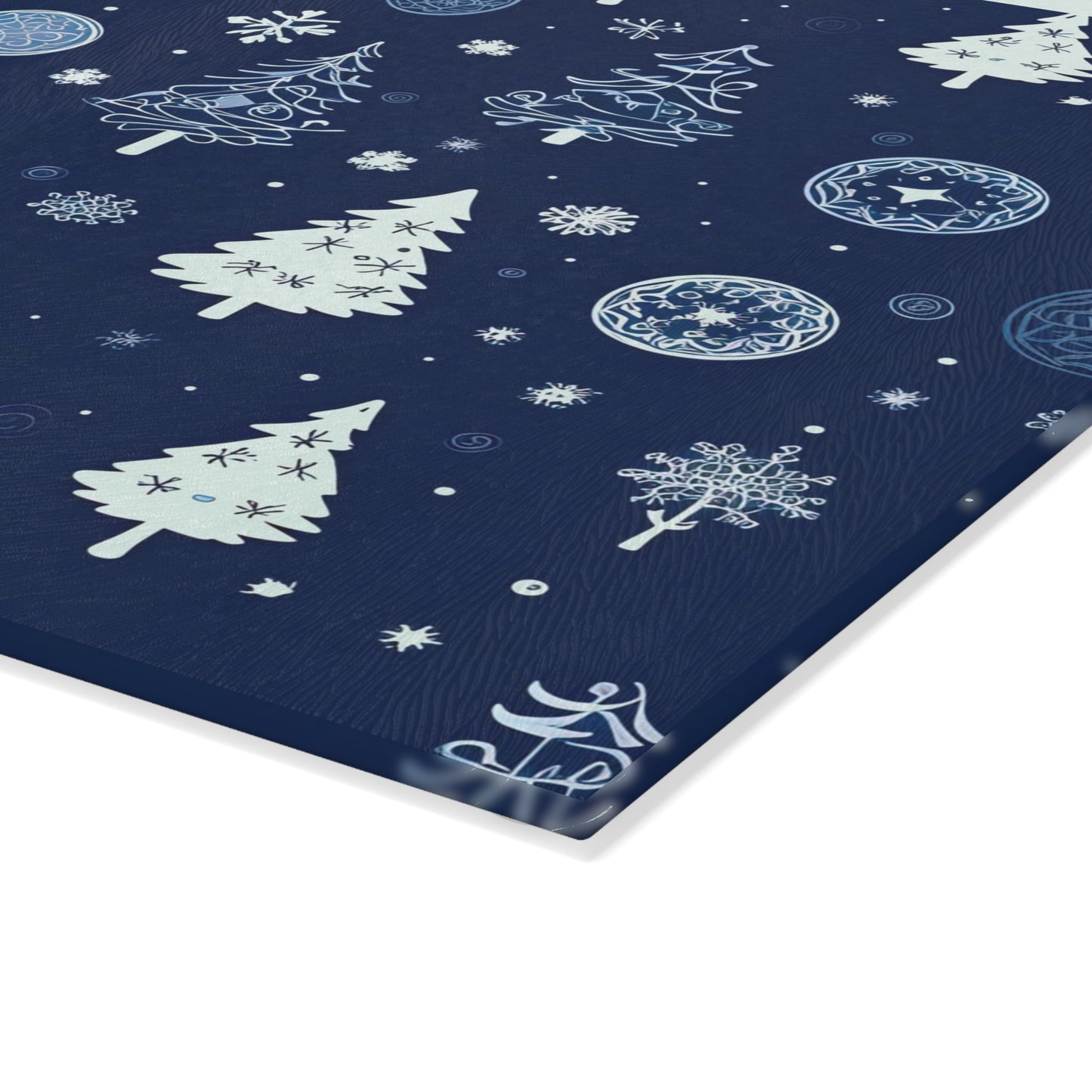 Winter Forest Pattern Glass Cutting Board - Cozy Holiday Kitchen Board, Snowy Tree Design