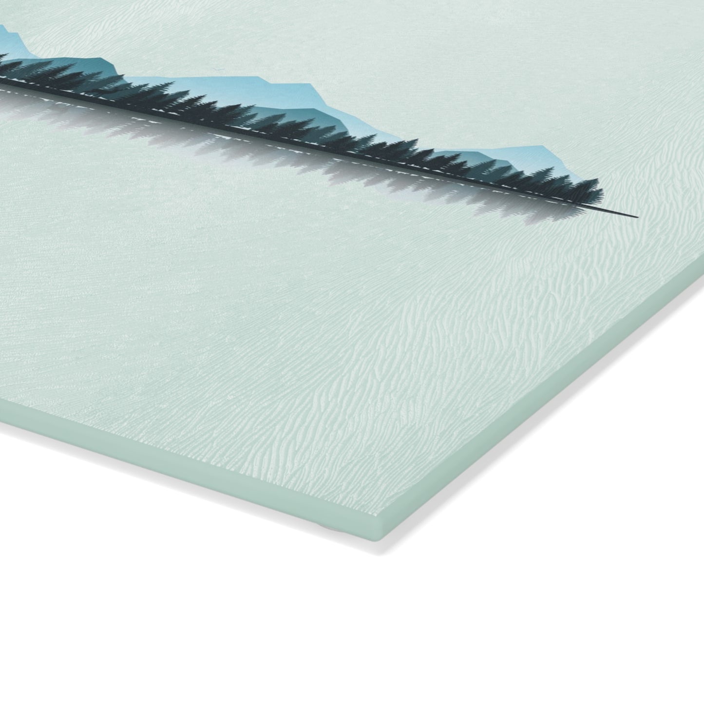 Minimal Mountain Landscape Glass Cutting Board - Calm Nature Kitchen Board, Modern Forest Kitchen Decor