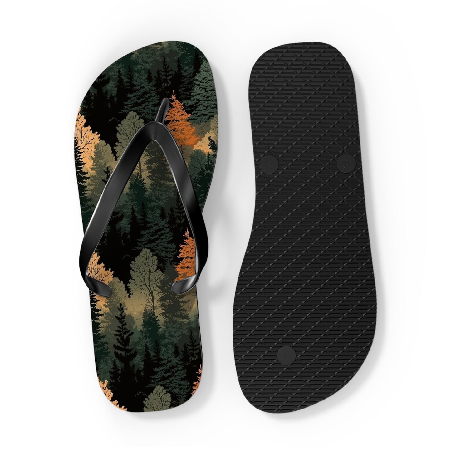 Forest Pattern Flip Flops - Nature Inspired Summer Sandals for Outdoor & Everyday Wear
