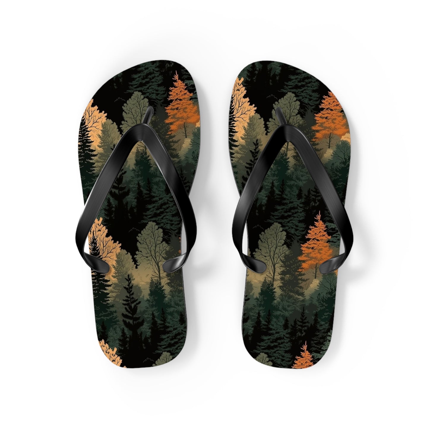 Forest Pattern Flip Flops - Nature Inspired Summer Sandals for Outdoor & Everyday Wear
