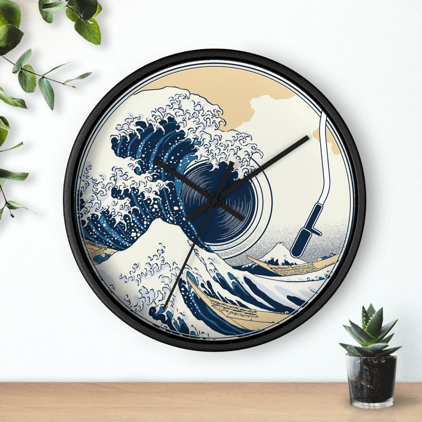 Ocean Wave Vinyl Wall Clock - Cozy Art Home Decor with Sound & Sea Illustration