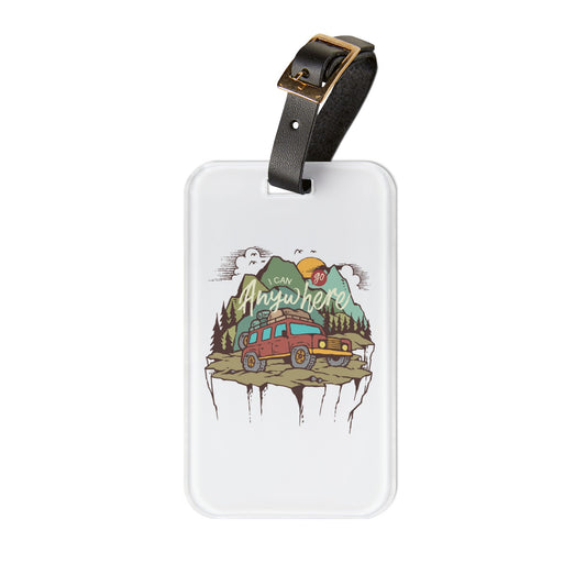 I Can Go Anywhere Luggage Tag with Van and Mountain Adventure Design