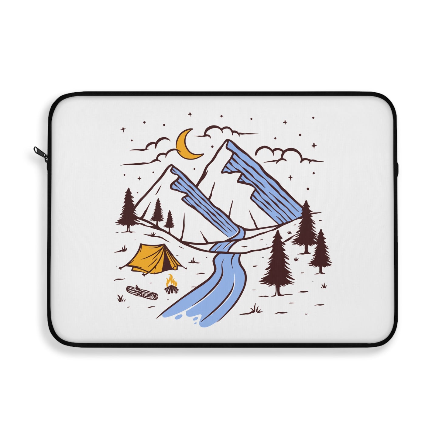 Mountain Camp Laptop Sleeve - Nature Illustration Protective Case for Travelers & Outdoor Lovers