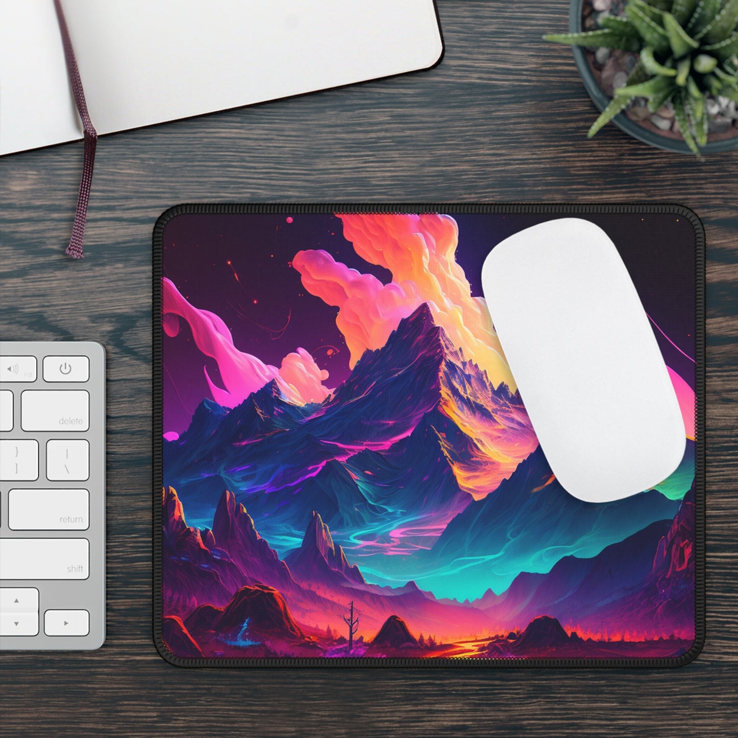 Vibrant Fantasy Mountain Mouse Pad - Cozy Nature Desk Decor with Dreamlike Landscape