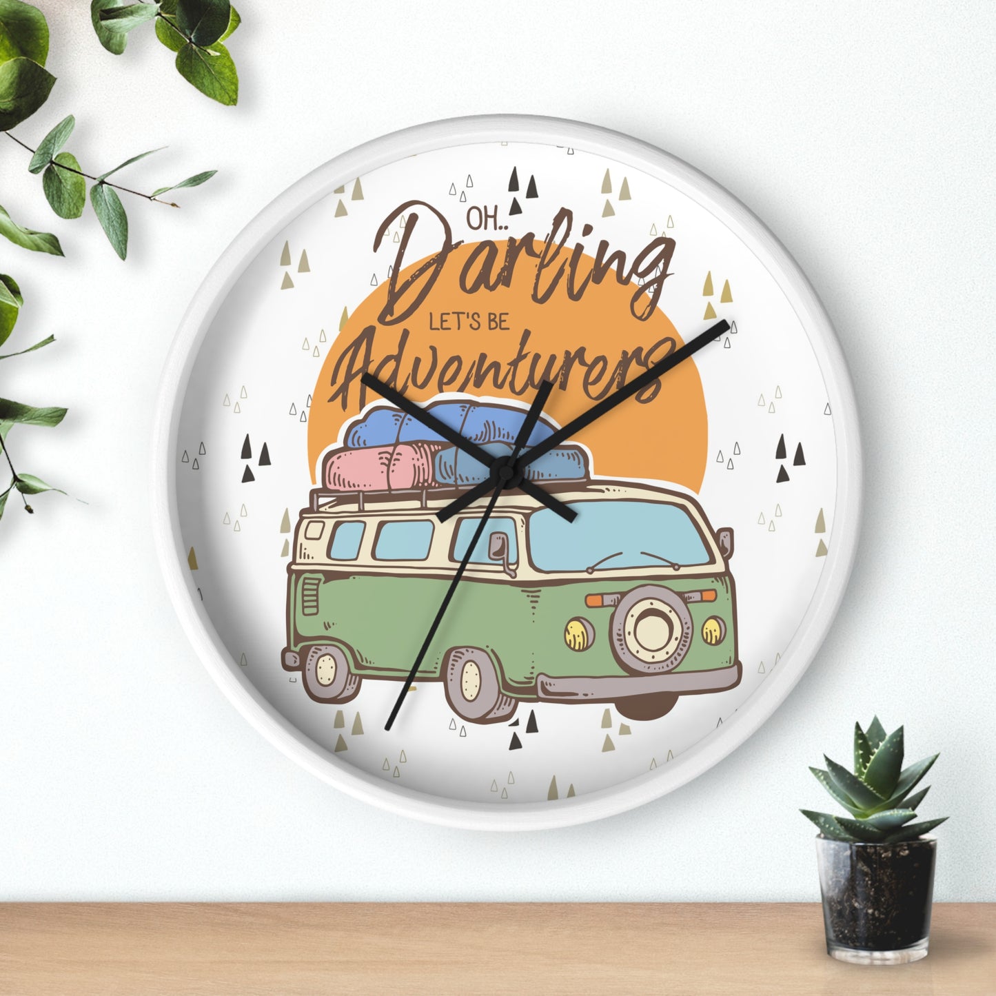 Van Life Wall Clock - Cozy Adventure Home Decor with Retro Travel Illustration