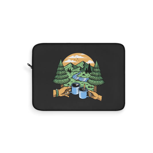 Camp Coffee Laptop Sleeve - Outdoor Morning Ritual Protective Case for Campers & Nature Lovers