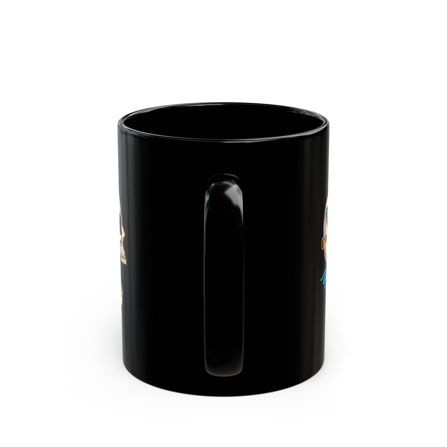 Personalized Skull Nature Black Mug - Custom Name Adventure Coffee Mug with Mountain Landscape Illustration