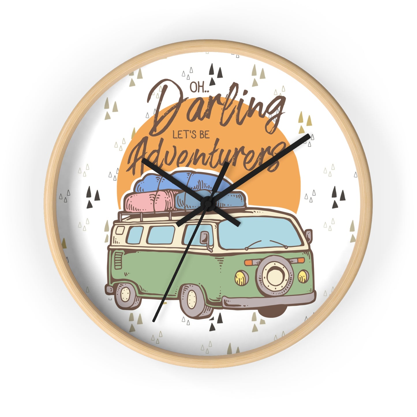 Van Life Wall Clock - Cozy Adventure Home Decor with Retro Travel Illustration