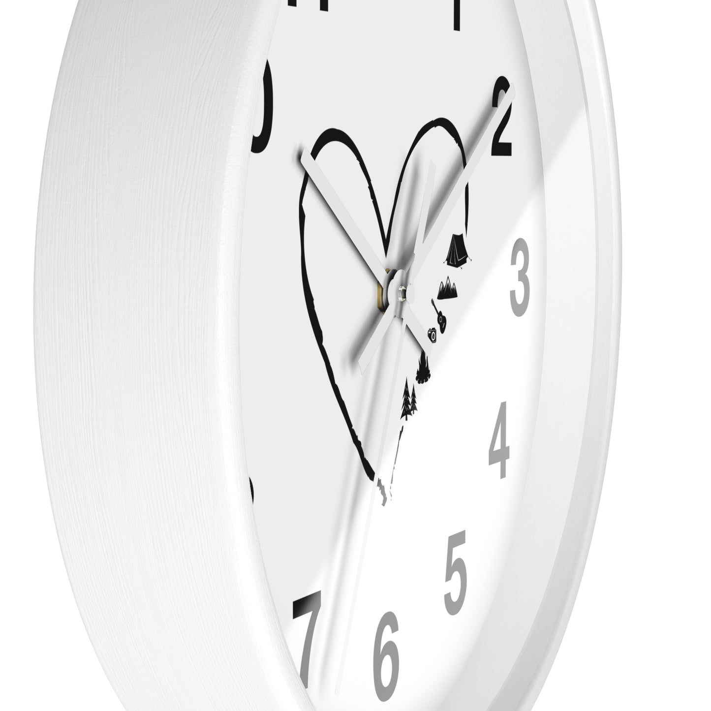 Love Nature Wall Clock - Heart Mountain Design, Minimal Outdoor Home Decor