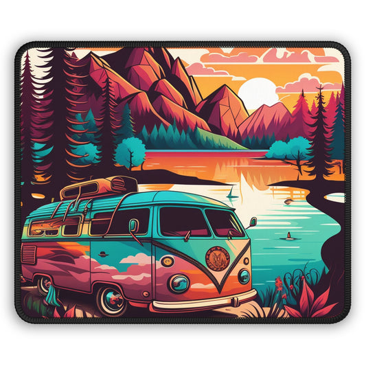 Van Life Lake Sunset Mouse Pad - Cozy Nature Desk Decor with Travel and Freedom Feel