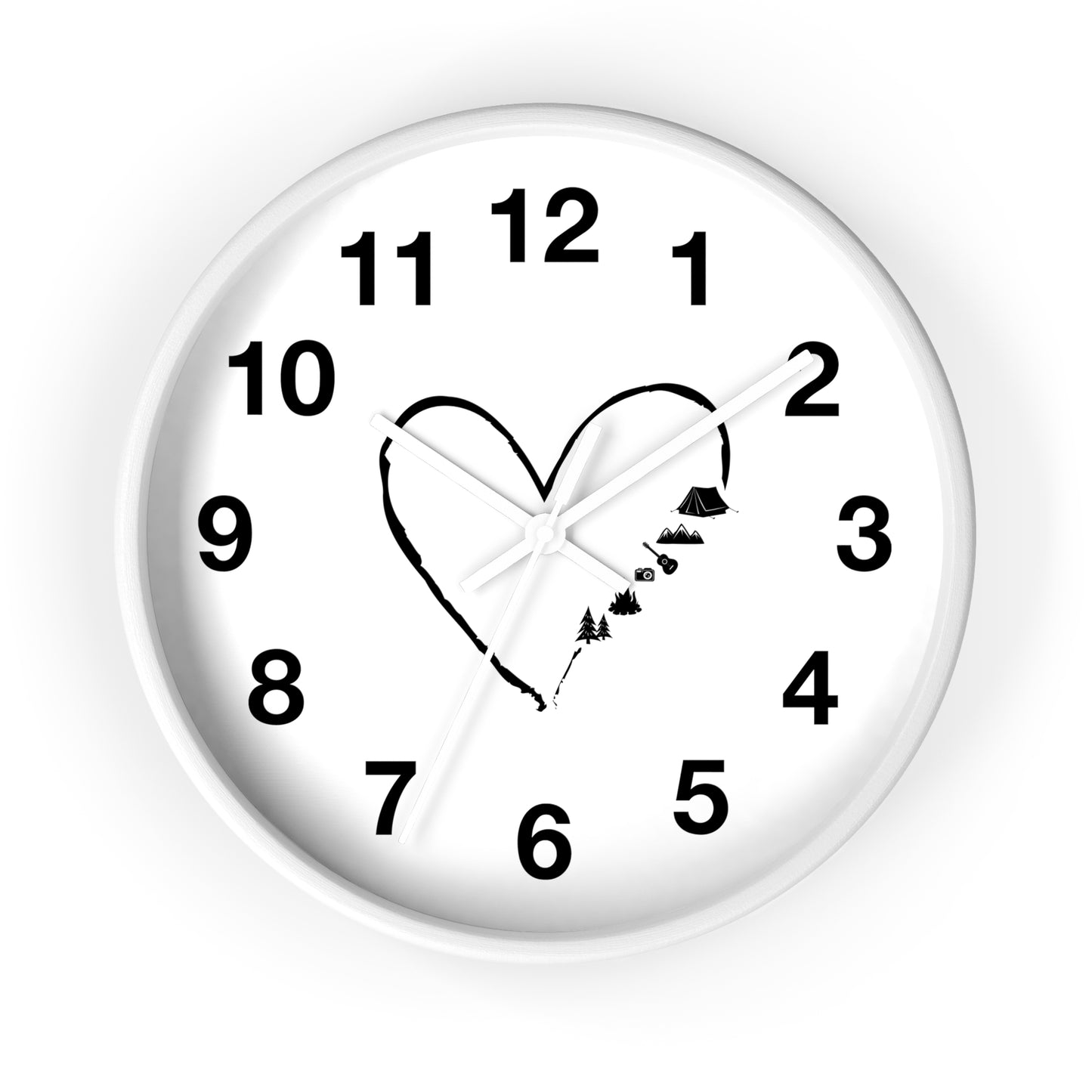 Love Nature Wall Clock - Heart Mountain Design, Minimal Outdoor Home Decor
