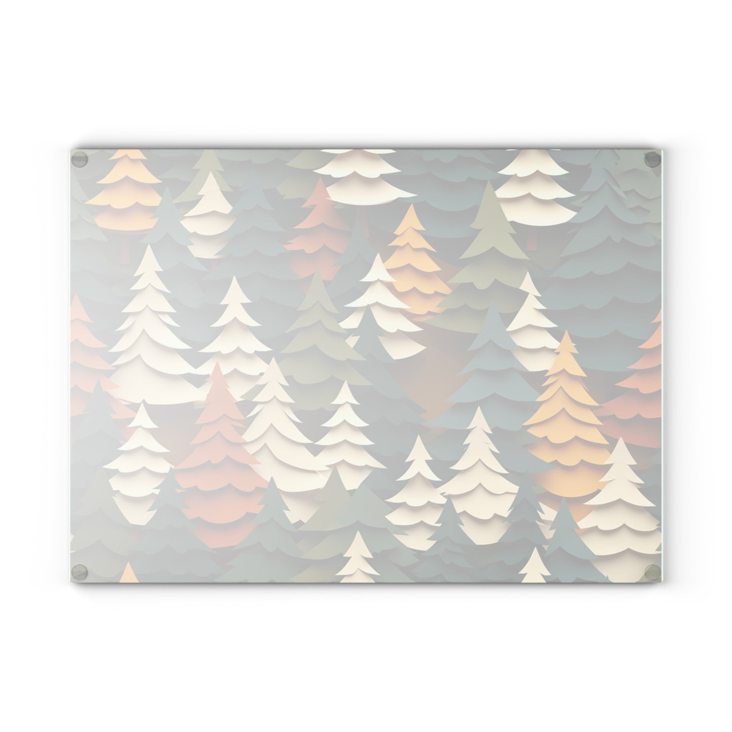 Forest Pattern Glass Cutting Board - Cozy Woodland Kitchen Decor